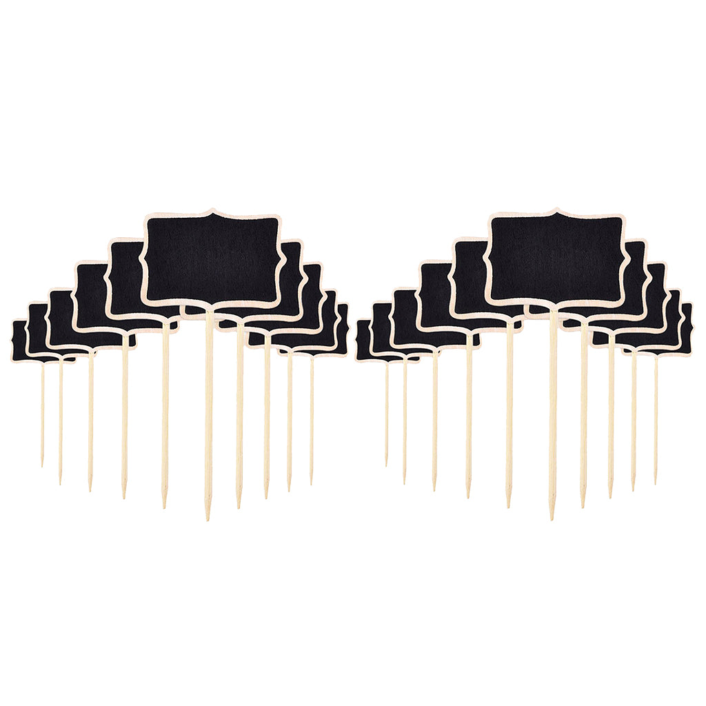 20 Pieces Wooden Blackboard Chalkboard Message Board with Stick Tags