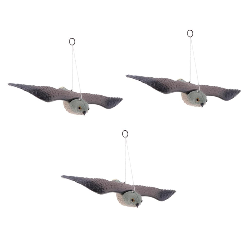 3 Realistic Flying Bird Hawk Decoy Crow Scarecrow Garden Hunting Scarer