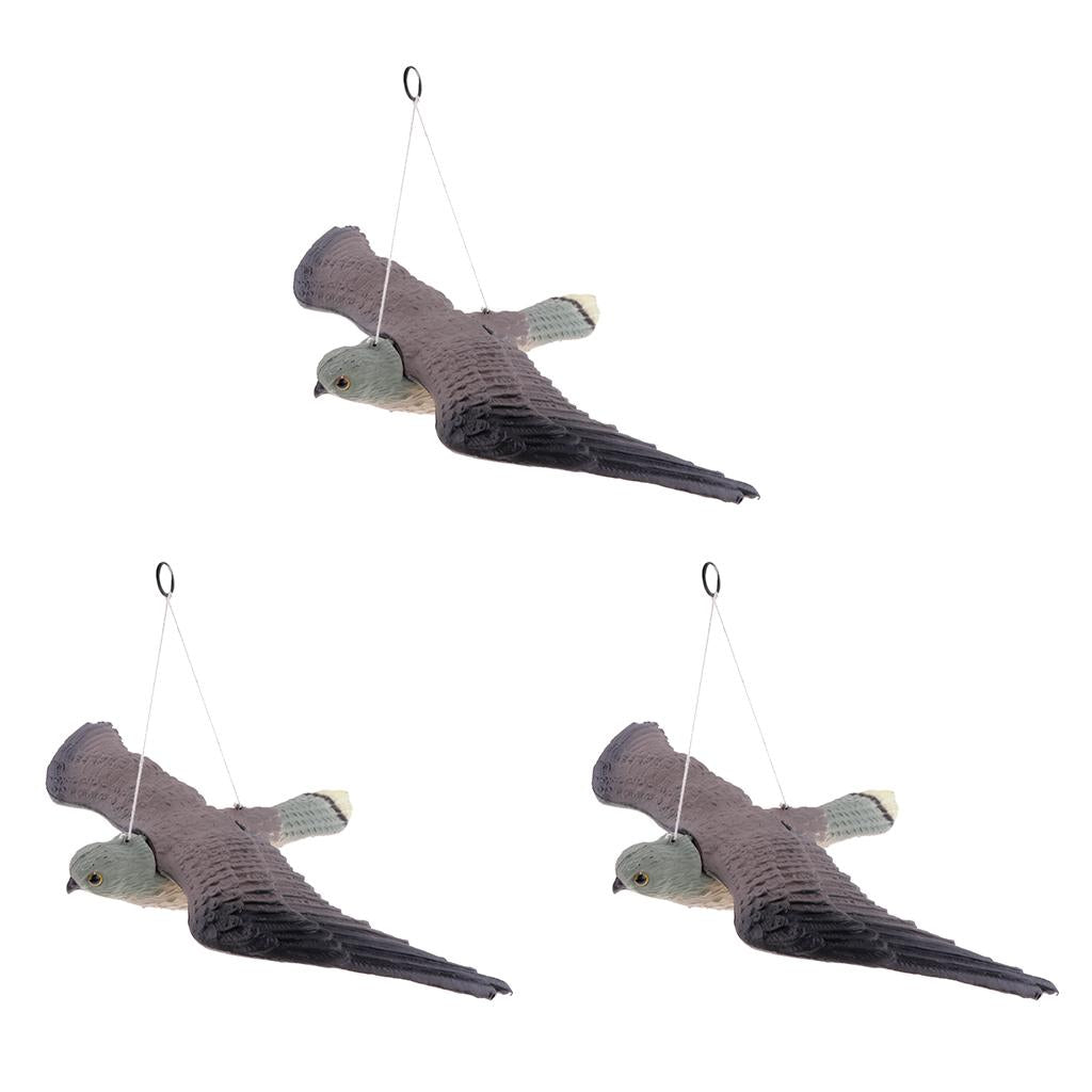 3 Realistic Flying Bird Hawk Decoy Crow Scarecrow Garden Hunting Scarer