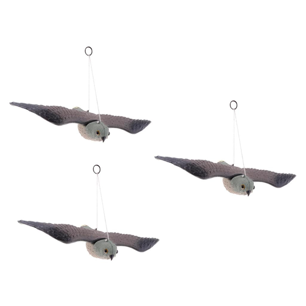 3 Realistic Flying Bird Hawk Decoy Crow Scarecrow Garden Hunting Scarer