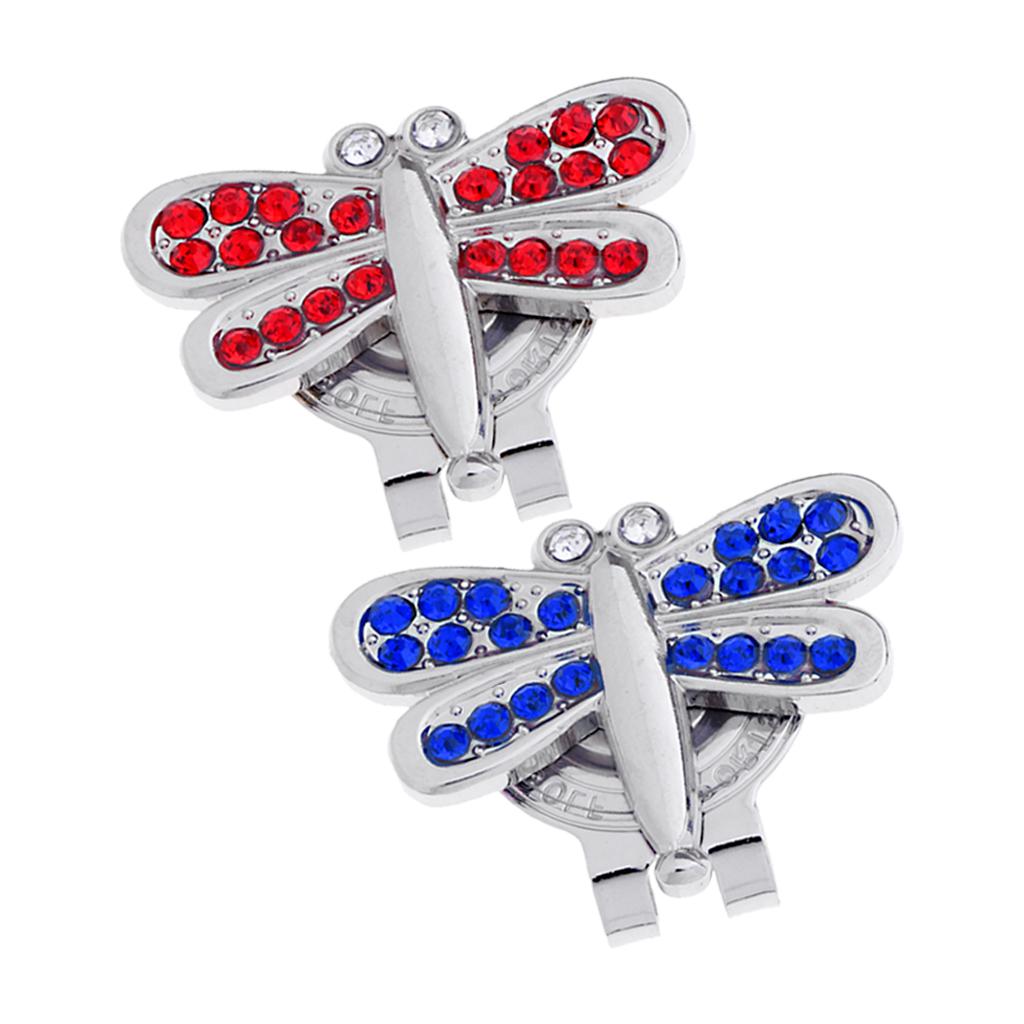 2pcs Golf Cap Hat Visor Clip Magnetic Ball Marker Golfer Gift Dragonfly
