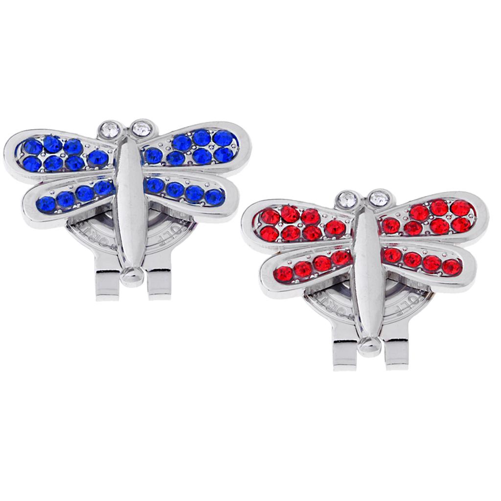 2pcs Golf Cap Hat Visor Clip Magnetic Ball Marker Golfer Gift Dragonfly