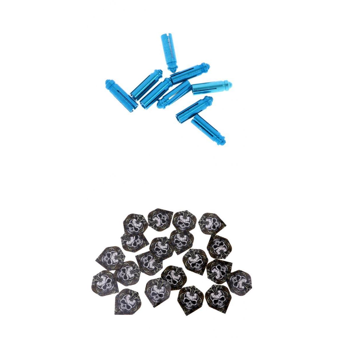 20pcs Standard Shape Dart Flights Tail Replacement Skull with 9 Darts Saver