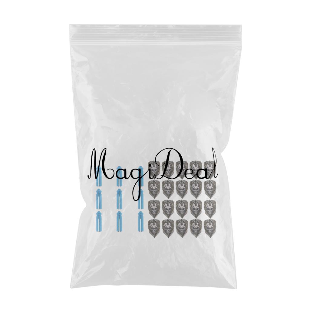 20pcs Standard Shape Dart Flights Tail Replacement Skull with 9 Darts Saver