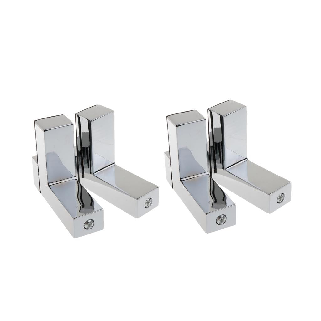 4xSolid Metal Adjustable Wood/Glass Shelf Bracket Wall Mount Brushed Nickel