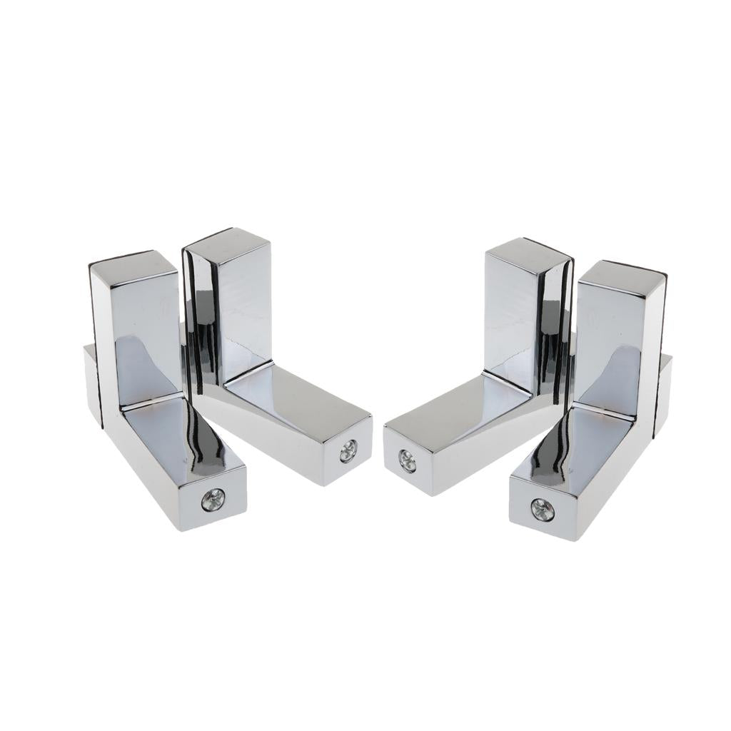 4xSolid Metal Adjustable Wood/Glass Shelf Bracket Wall Mount Brushed Nickel