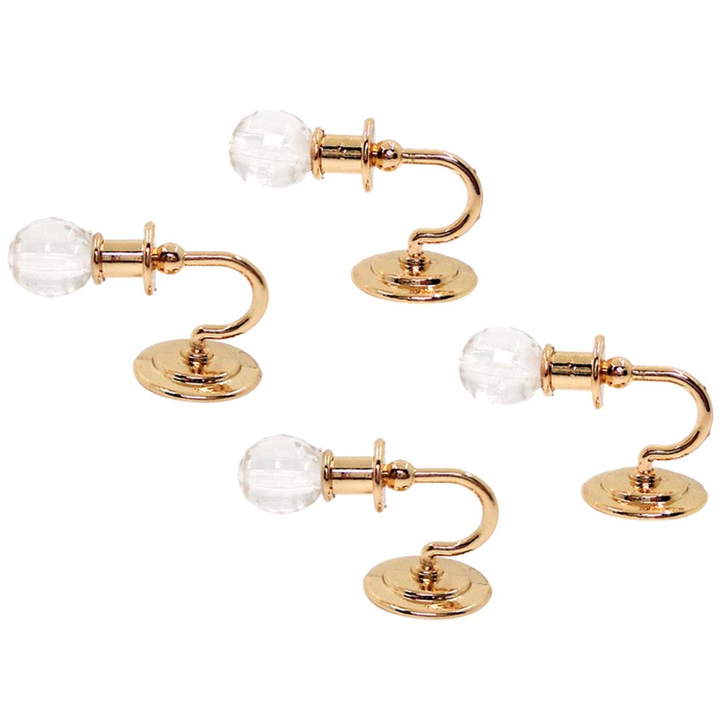 4 Pieces Metal 1:12 Dollhouse Miniature Wall Light Lamp Model Decoration
