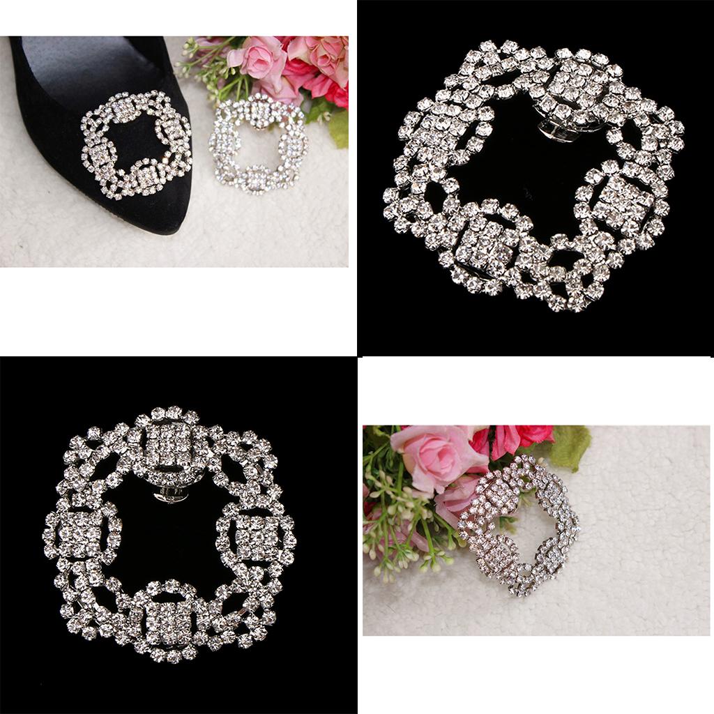 2Pcs Rhinestone Crystal Shoe Buckle Shoe Clips for Bridal Shoes Decoration