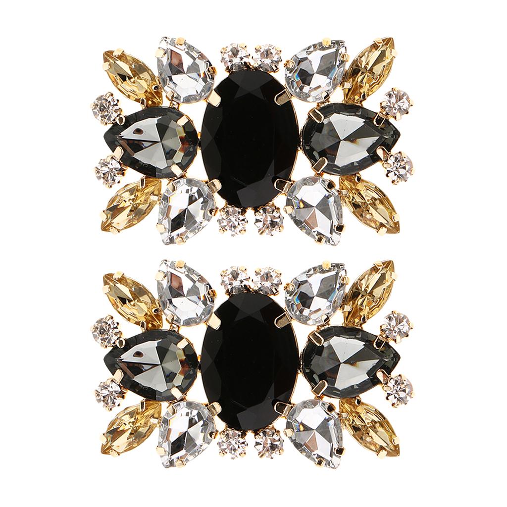 2pcs Luxury Crystal Shoe Clips Rinestone Bridal Shoe Buckles Decor for Women