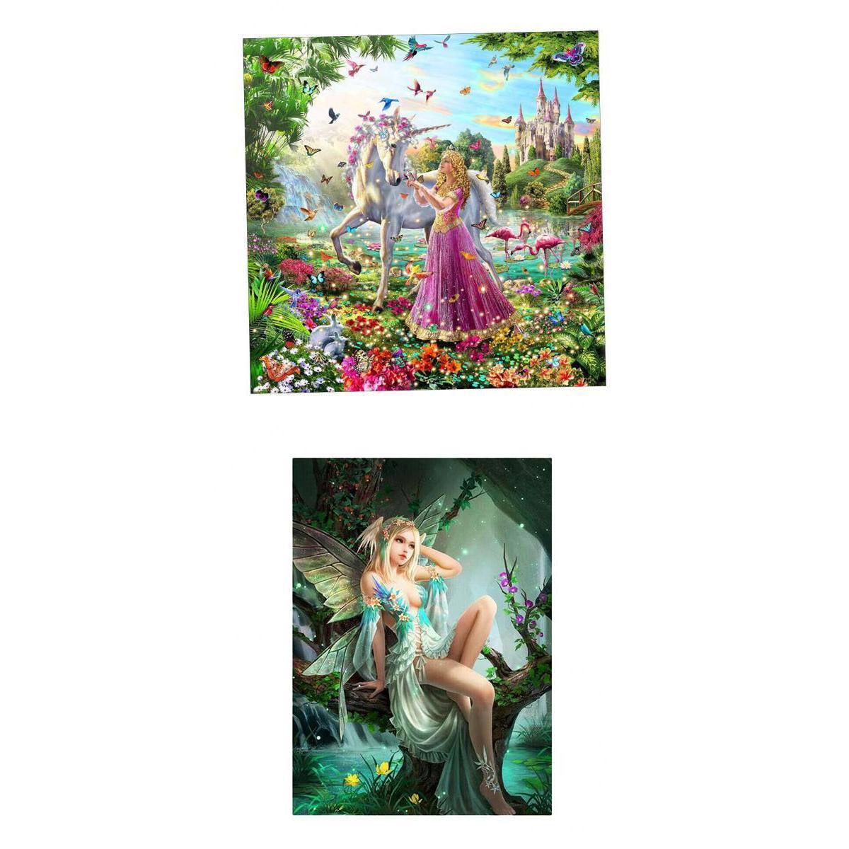 2 Sets Fairy Horse 5D Diamond Painting Cross Stitch Rhinestone Picture Decor