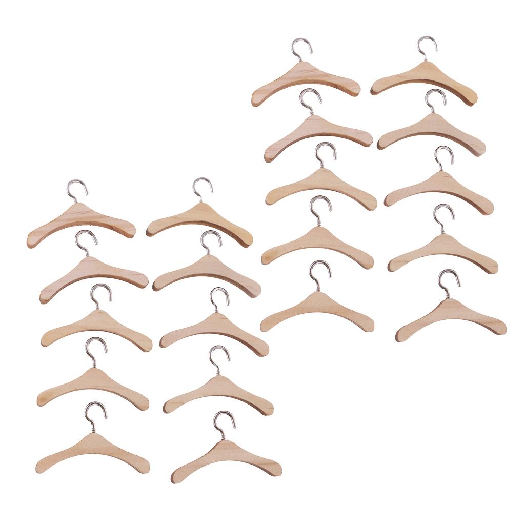 12inch BJD Dolls Wooden Metal Hook Clothes Hanger for Blythe Dolls 20 Pieces
