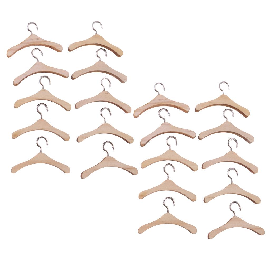 12inch BJD Dolls Wooden Metal Hook Clothes Hanger for Blythe Dolls 20 Pieces
