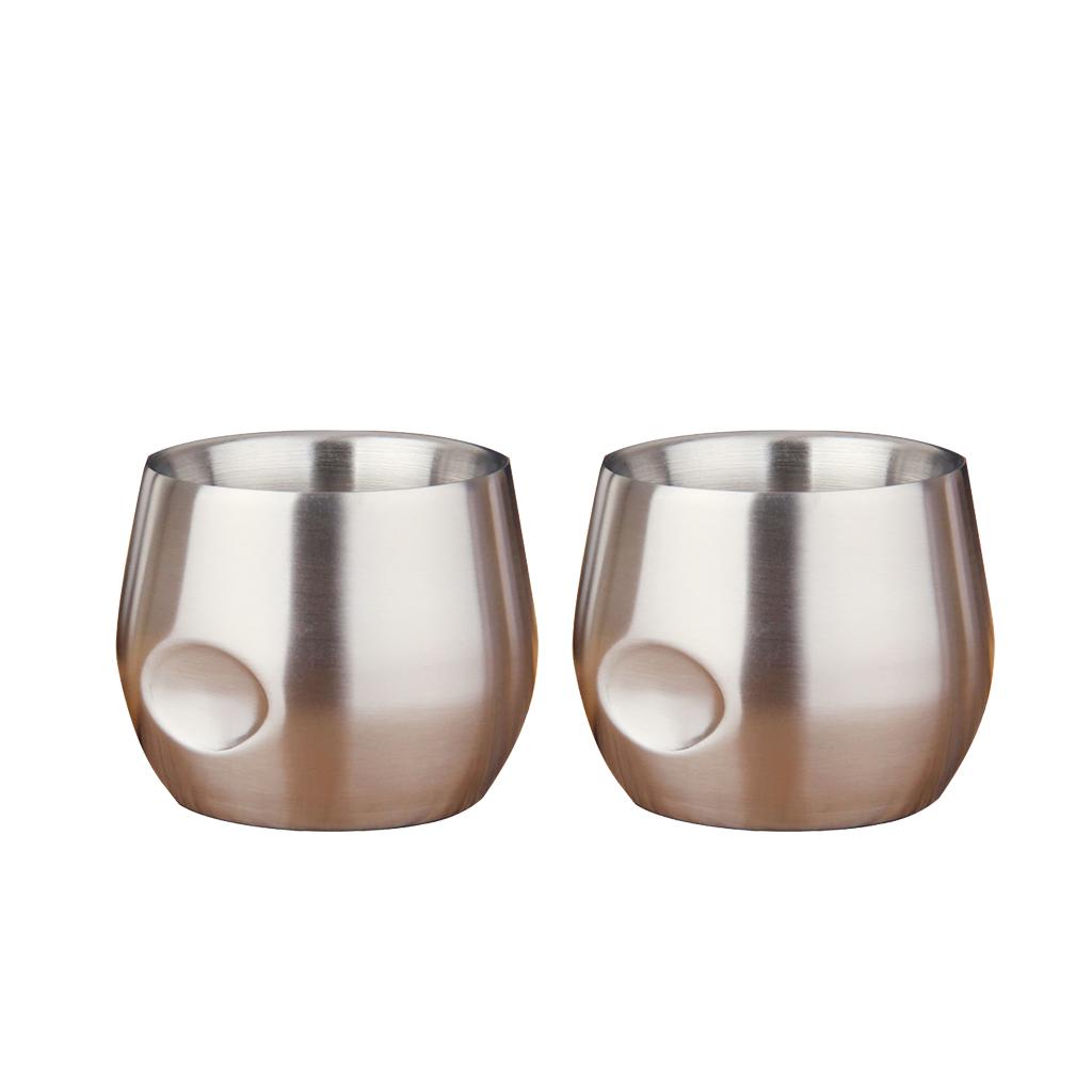 2xStainless Stemless Wine Goblets Vacuum Insulated Travel Tumbler Cup 200ml