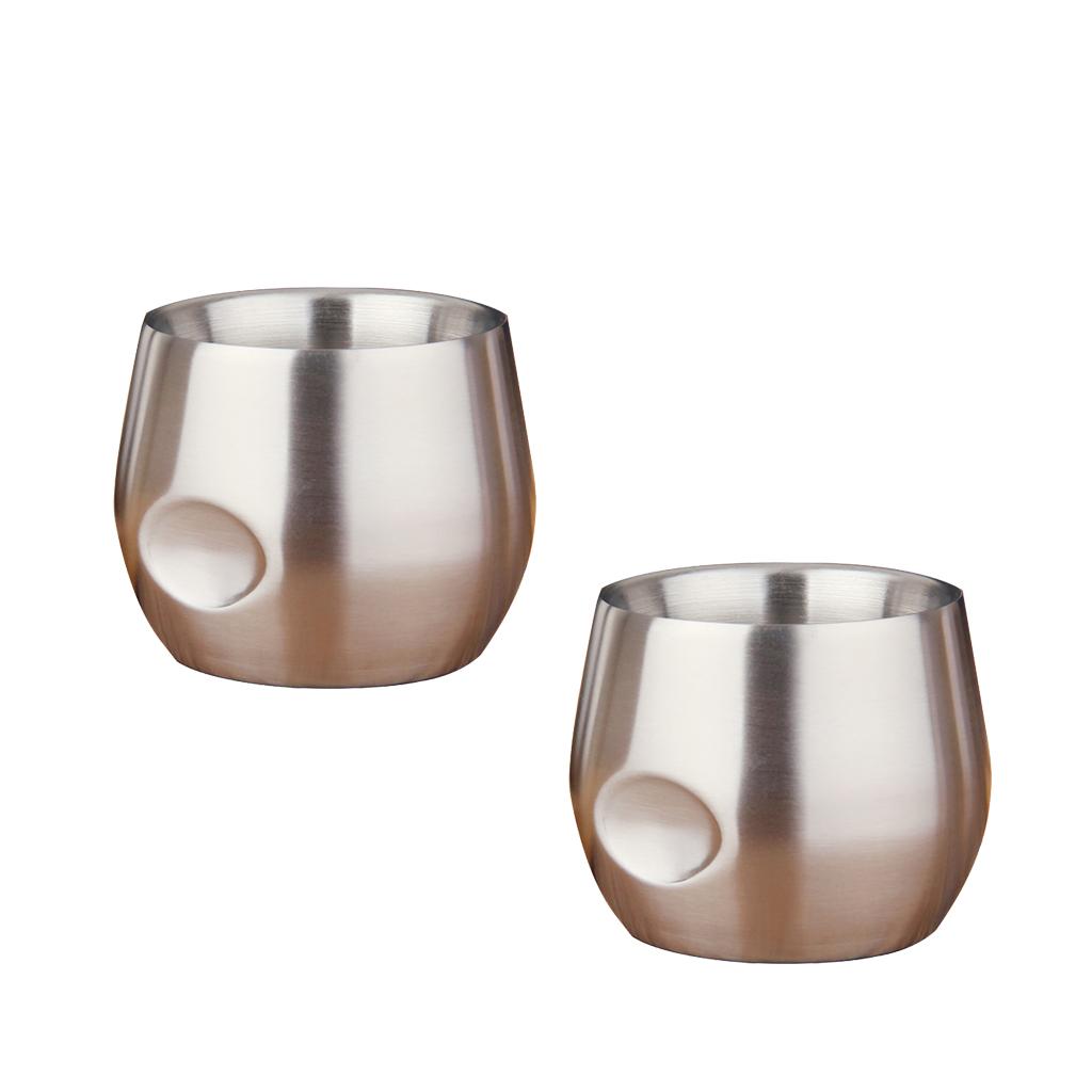 2xStainless Stemless Wine Goblets Vacuum Insulated Travel Tumbler Cup 200ml