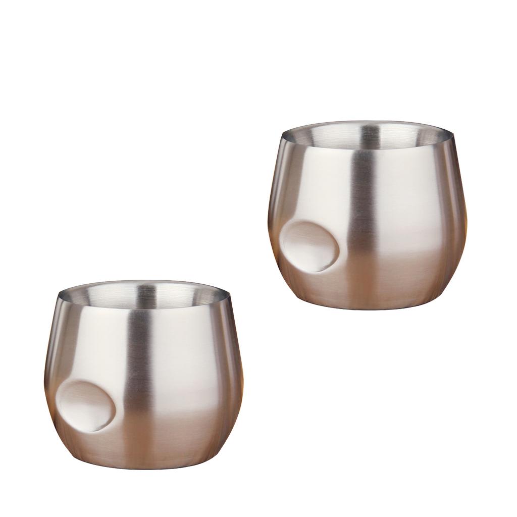 2xStainless Stemless Wine Goblets Vacuum Insulated Travel Tumbler Cup 200ml