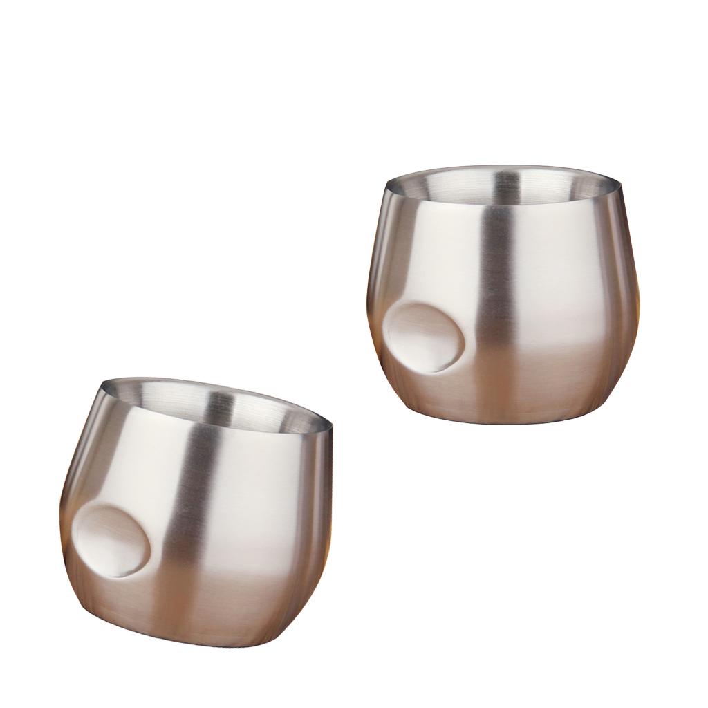 2xStainless Stemless Wine Goblets Vacuum Insulated Travel Tumbler Cup 200ml