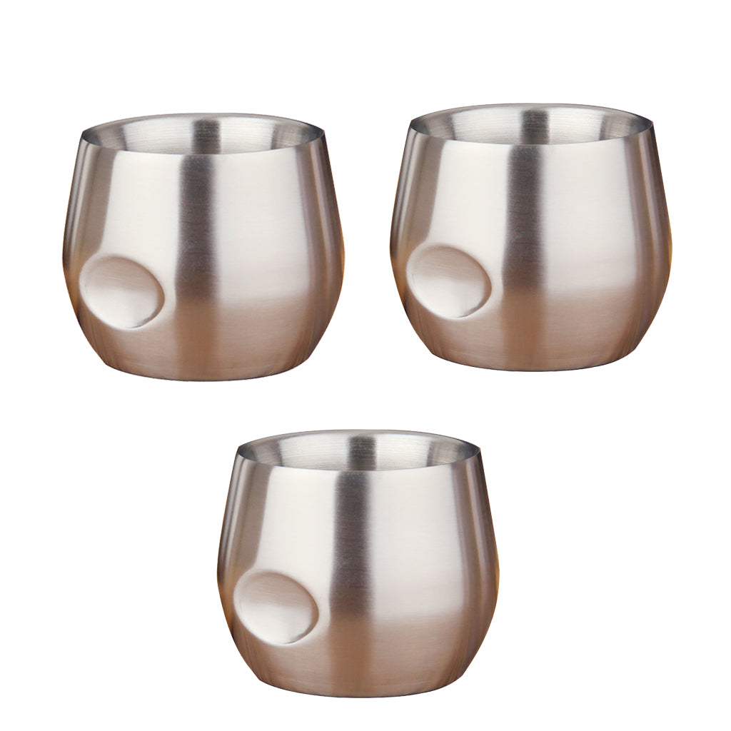 3xStainless Stemless Wine Goblets Vacuum Insulated Travel Tumbler Cup 200ml