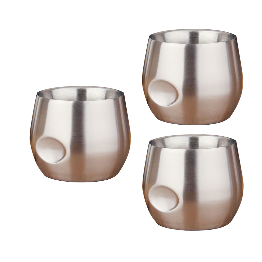 3xStainless Stemless Wine Goblets Vacuum Insulated Travel Tumbler Cup 200ml