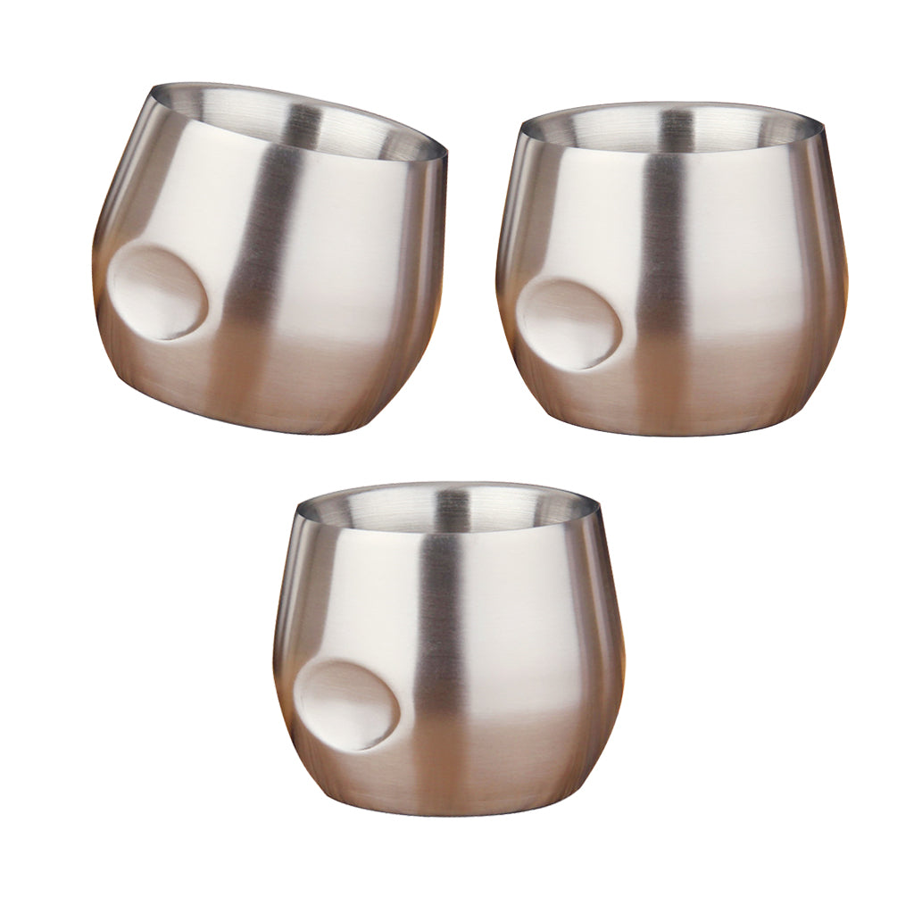 3xStainless Stemless Wine Goblets Vacuum Insulated Travel Tumbler Cup 200ml