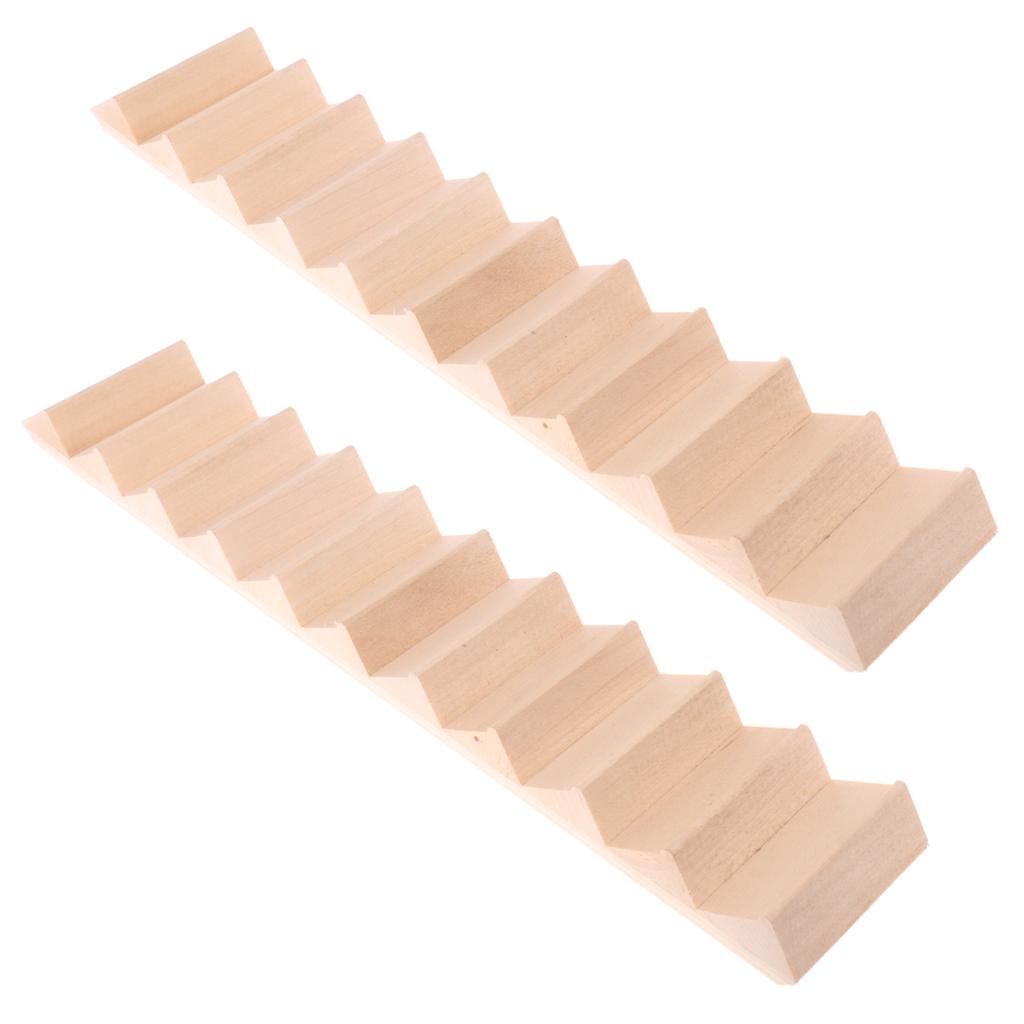 2 Pieces 1/12 Scale Dollhouse Miniature Wood Staircase DIY House Decoration