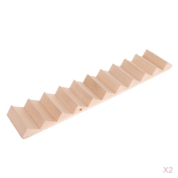 2 Pieces 1/12 Scale Dollhouse Miniature Wood Staircase DIY House Decoration