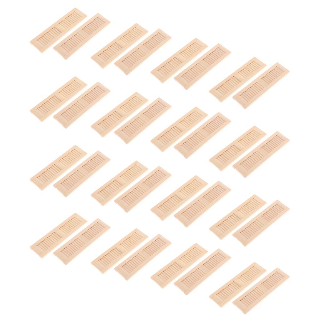 32 Pieces 1/12 Dollhouse Furniture Wooden Shutters DIY Window Accessories