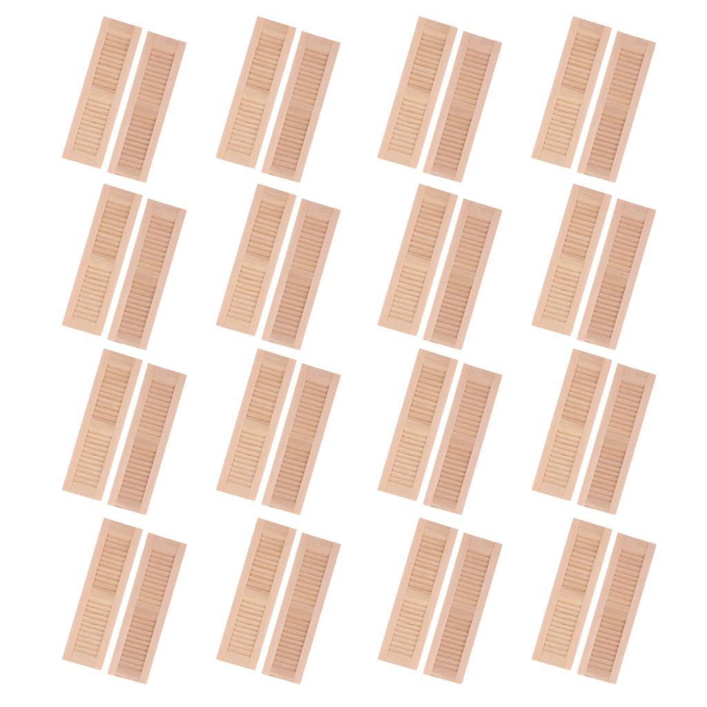 32 Pieces 1/12 Dollhouse Furniture Wooden Shutters DIY Window Accessories