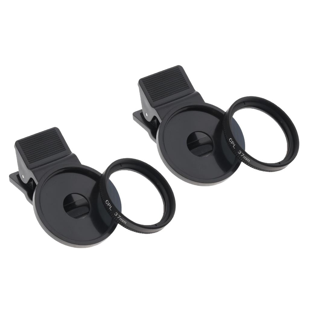 2 Pieces 37mm Thin Efficient Circular Polarized Lens Filter For Mobile Phone