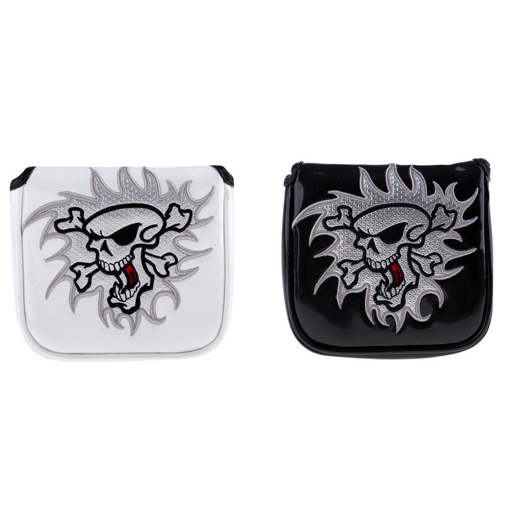 2pcs Skull Golf Mallet Putter Head Cover Bag with Closure