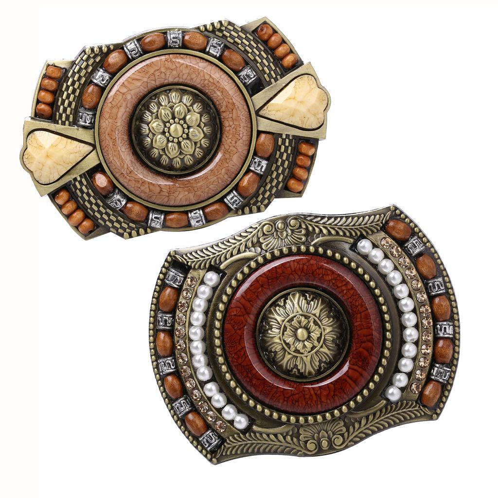 2Pcs Men's Western Bohemian Indian Jeans Vintage Belt Buckle
