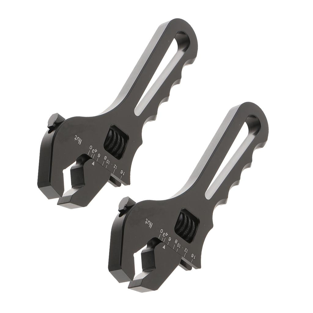 2 Pieces AN3-AN16 Metal Wrench Fitting Tools Spanner Adjustable Fitting Tool