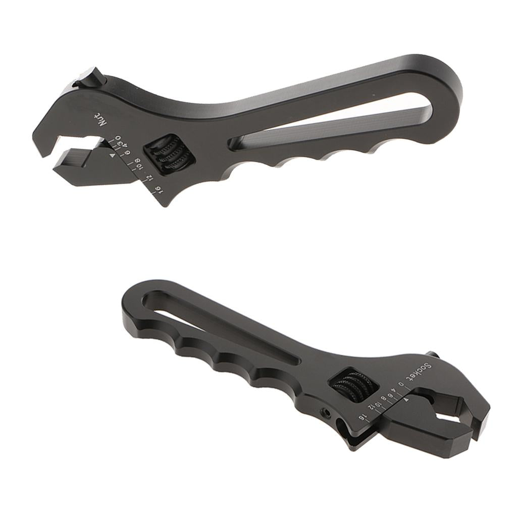 2 Pieces AN3-AN16 Metal Wrench Fitting Tools Spanner Adjustable Fitting Tool