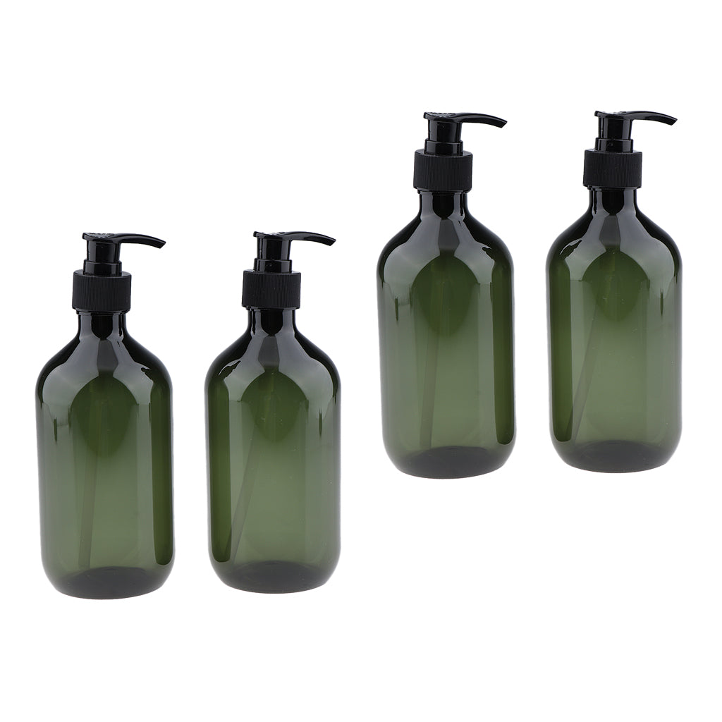 4Pcs Empty PET Shampoo Conditioner Pump Bottle Makeup Containers 500ml Green