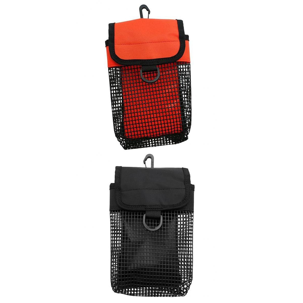 2Pcs Scuba Diving Reel & SMB Safety Marker Buoy Holder Carrying Mesh Bag