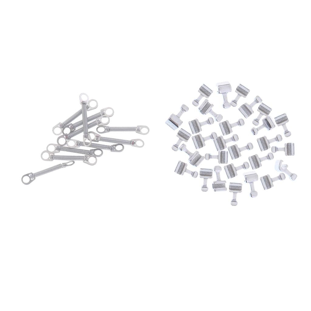 50PCS Dental Orthodontic Crimpable Arch Hooks Short+10Pcs Close Coil Spring