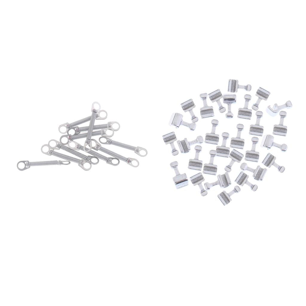 50PCS Dental Orthodontic Crimpable Arch Hooks Short+10Pcs Close Coil Spring