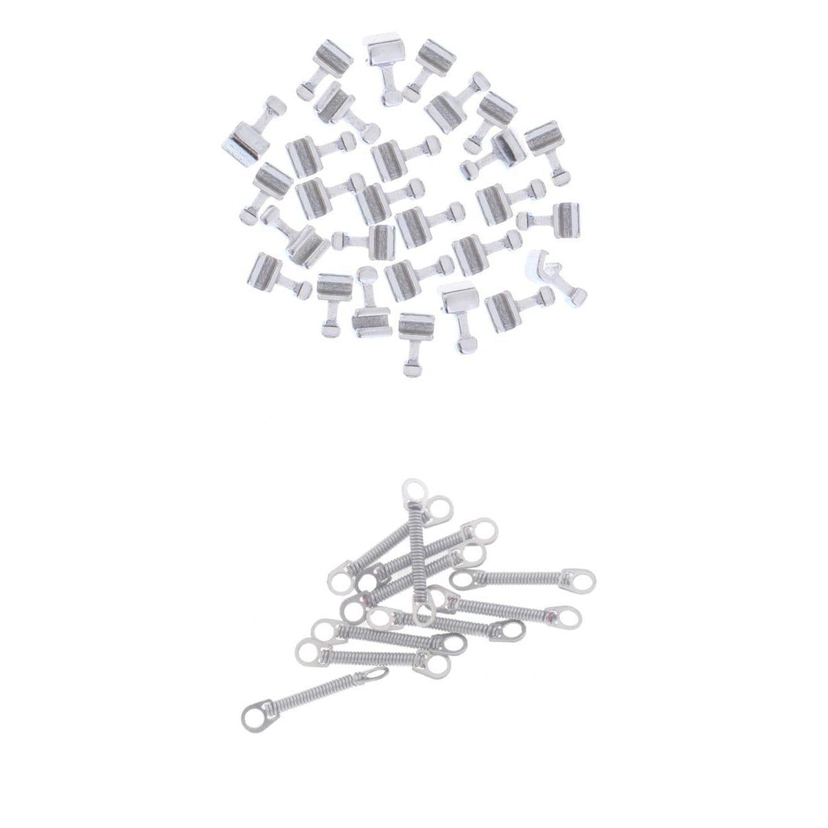 50PCS Dental Orthodontic Crimpable Arch Hooks Short+10Pcs Close Coil Spring