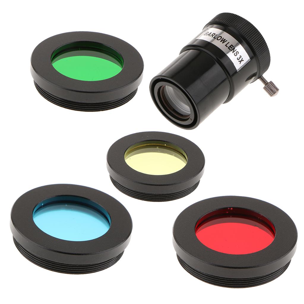 Barlow Lens 1.25inch/31.7mm Astronomy Telescope Eyepiece 3X & Filter Set Kit