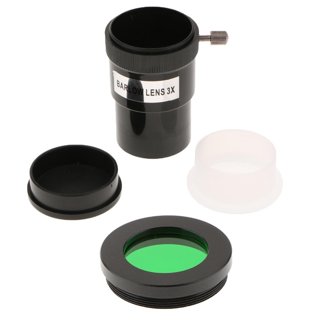 Barlow Lens 1.25inch/31.7mm Astronomy Telescope Eyepiece 3X & Green Filter