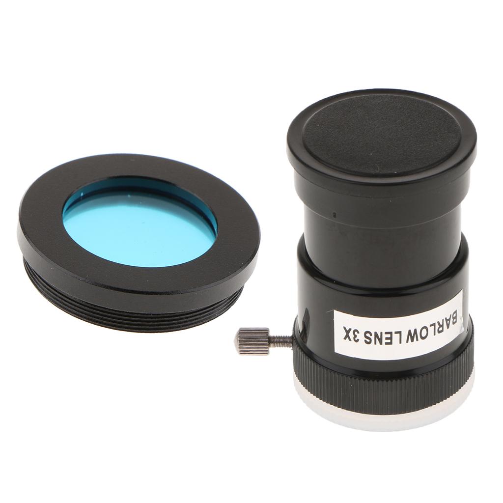 Barlow Lens 1.25 Inch/31.7mm Astronomy Telescope Eyepiece 3X & Blue Filter
