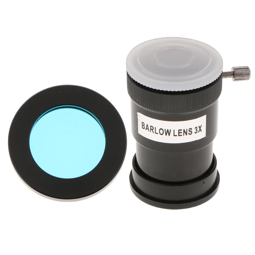 Barlow Lens 1.25 Inch/31.7mm Astronomy Telescope Eyepiece 3X & Blue Filter