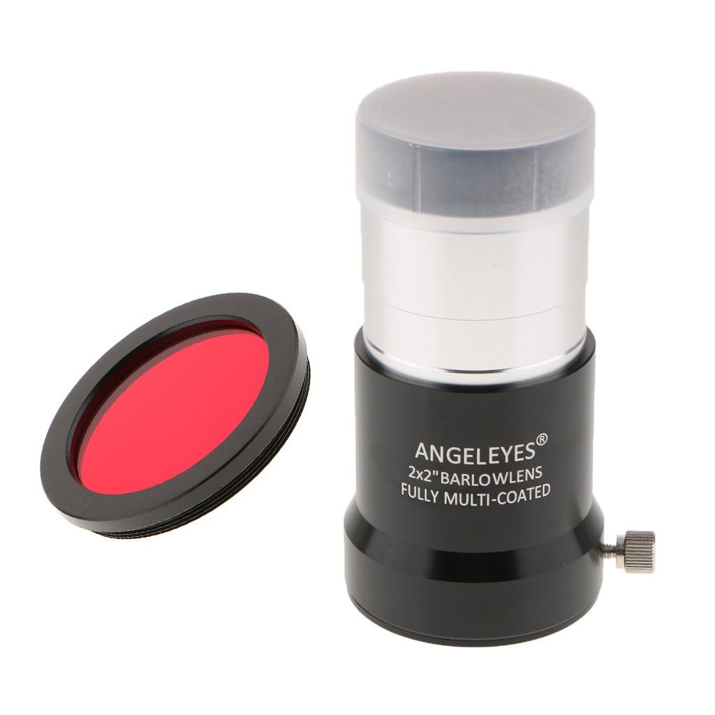 2inch Astronomy Telescope Barlow Lens Eyepiece for Celestron 2X & Red Filter
