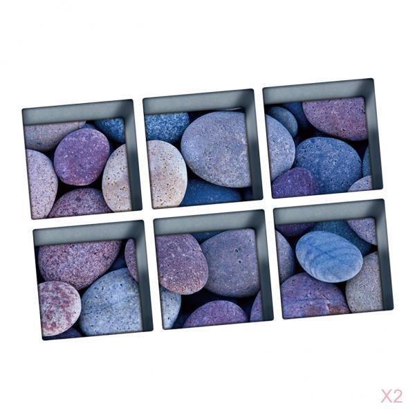 12pcs 13x13cm 3D Effect Anti Slip Waterproof Bathtub Sticker Pebbles(Blue)