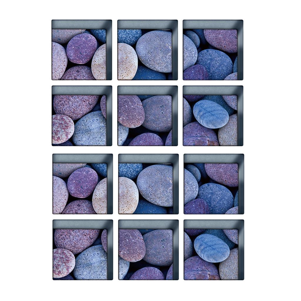 12pcs 13x13cm 3D Effect Anti Slip Waterproof Bathtub Sticker Pebbles(Blue)