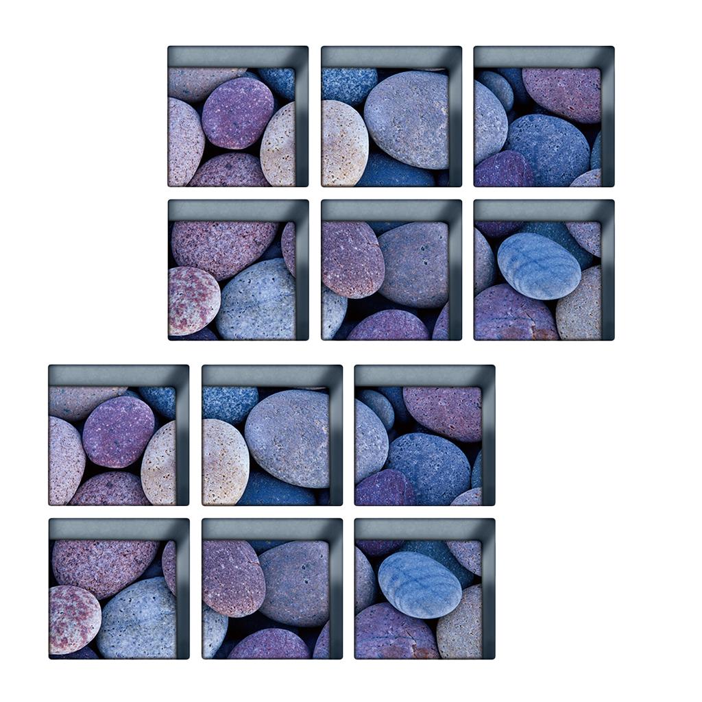 12pcs 13x13cm 3D Effect Anti Slip Waterproof Bathtub Sticker Pebbles(Blue)