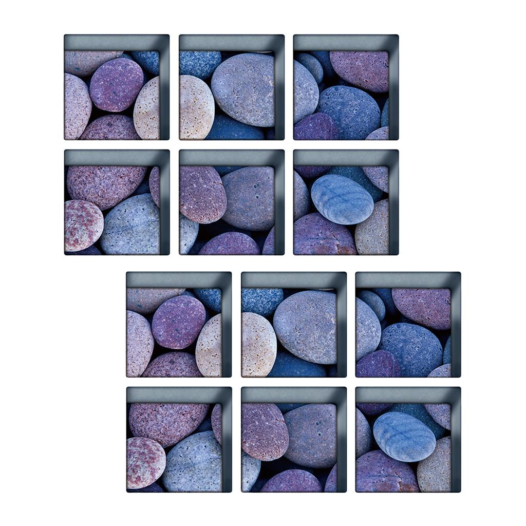 12pcs 13x13cm 3D Effect Anti Slip Waterproof Bathtub Sticker Pebbles(Blue)