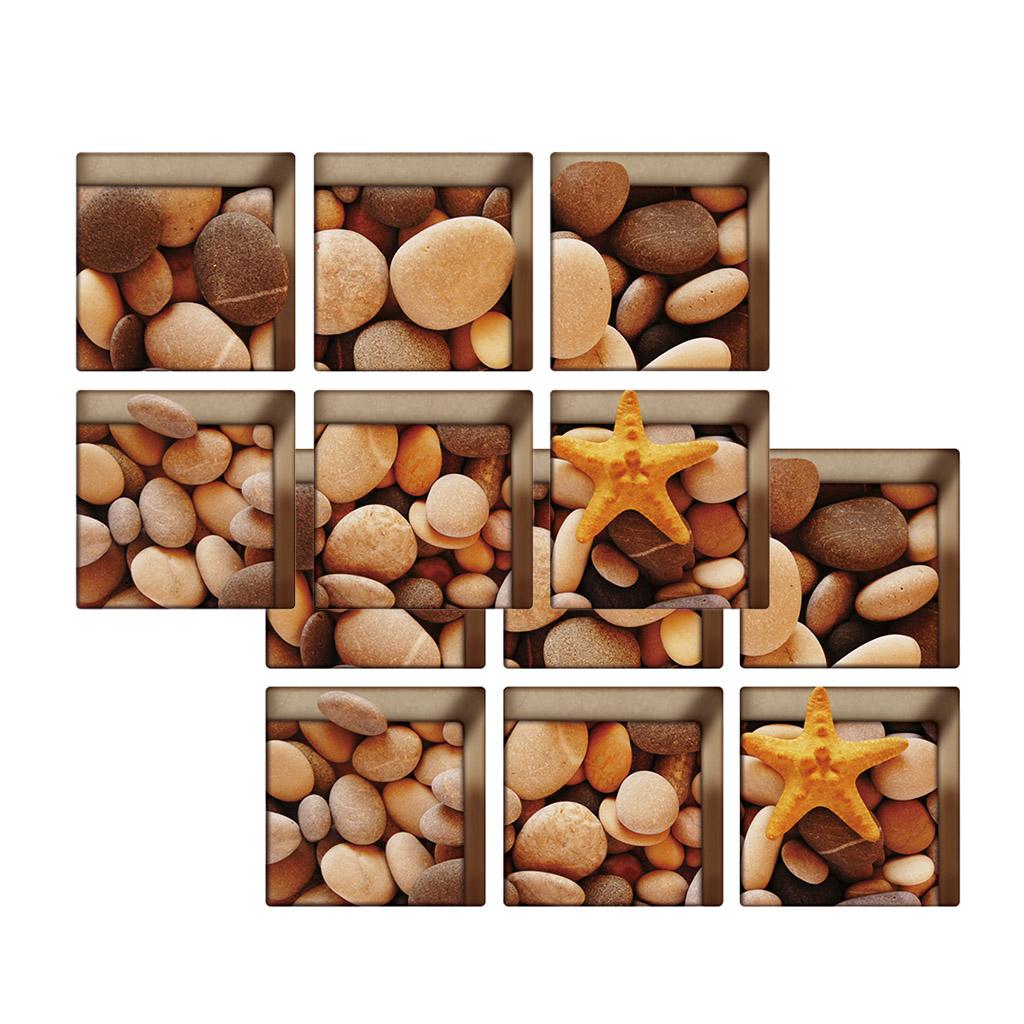 12pcs 13x13cm 3D Effect Anti Slip Waterproof Bathtub Sticker Pebble(Brown)