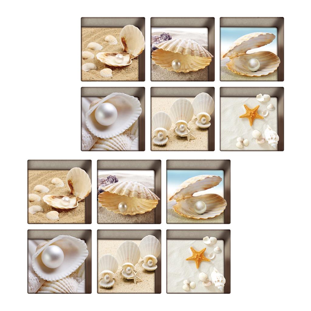 12pcs 13x13cm 3D Effect Anti Slip Waterproof Bathtub Sticker Shells