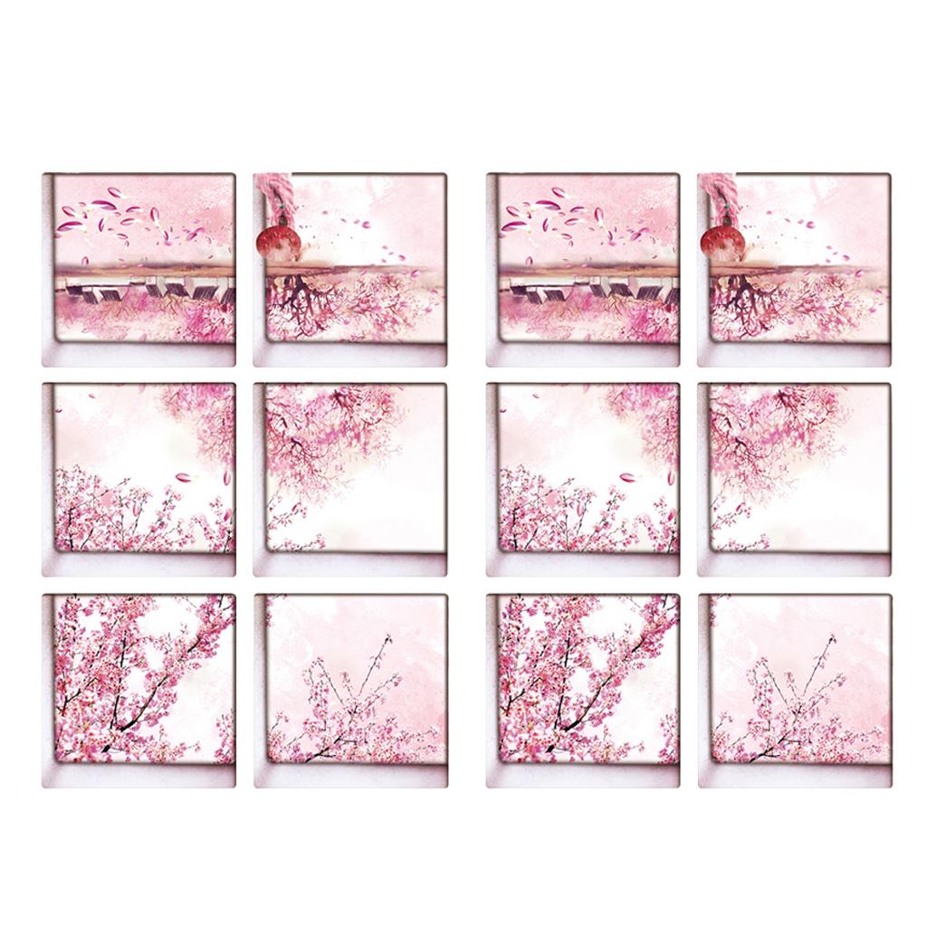 12pcs 13x13cm 3D Effect Anti Slip Waterproof Bathtub Sticker Flower