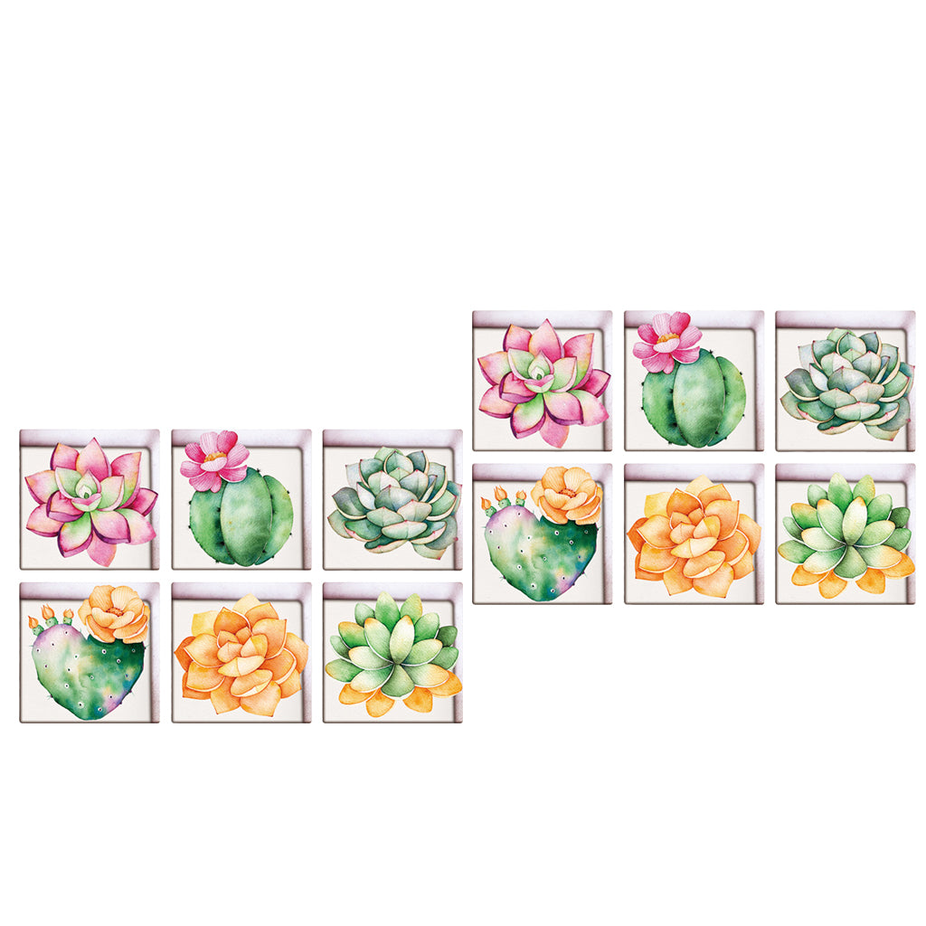 12pcs 13x13cm 3D Effect Anti Slip Waterproof Bathtub Sticker Succulent Plant